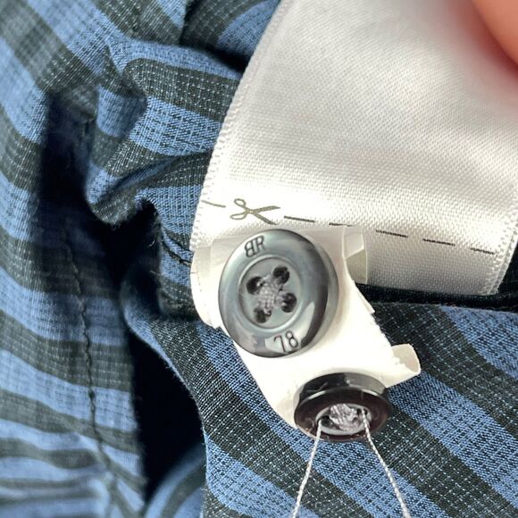 Banana Republic Blue Black Cotton Gingham Checkered Slim Fit Shirt Men's Sz XXL - Picture 7 of 9